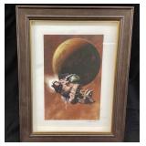 CHRISTOPHER DOLL SIGNED PRINT SPACESHIP & PLANET