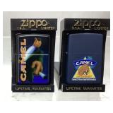 (2) ZIPPO CAMEL CIGARETTE LIGHTERS, JOE POOL CUE