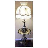 MID CENTURY VICTORIAN BRASS FLOOR TABLE LAMP