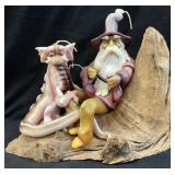 VTG. KRYSTONIA STYLE WIZARD & DRAGON HAND CARVED