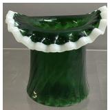 1951 FENTON EMERALD GREEN, SNOW CREST TOP HAT,