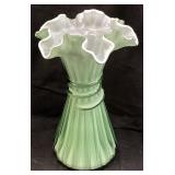 1983-84 FENTON APPLE GREEN OVERLAY WHEAT VASE,