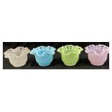(4) FENTON BASKETWEAVE GLASS BOWLS