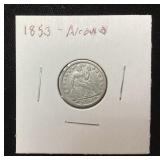1853 SILVER SEATED LIBERTY DIME w ARROWS