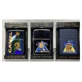 (3) ZIPPO CAMEL JOE LIGHTERS 1996, 1997, 75th
