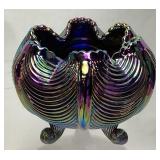 1978 FENTON CARNIVAL GLASS DRAPERY ROSE BOWL,