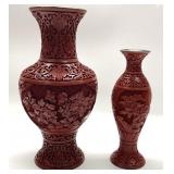 2 BEAUTIFUL CHINESE CINNABAR LACQUER VASES