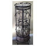 STAND UP 2 SHELF WINE RACK w GLASSES, BOTTLE