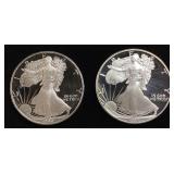 (2) 1990-S & 1991-S PROOF SILVER EAGLES