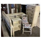 5 PIECE FULL BEDROOM SET, SPOOL BED, 2-TIER