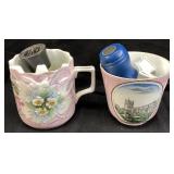 PAIR OF VTG. SHAVING MUGS w BRUSHES
