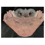 FENTON PINK SATIN PINEAPPLE CENTERPIECE BOWL,