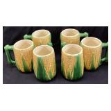 (6) MCCOY POTTERY MAJOLICA #46 CORN MUGS, 6in H
