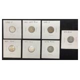 (8) SEATED LIBERTY SILVER DIMES, 1842-O, 1843,