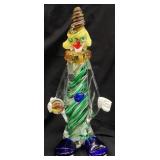 J.I. CO HAND MADE VENETIAN ART GLASS CLOWN, 12in H