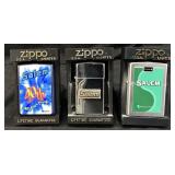 (3) ZIPPO SALEM LIGHTERS, 1995 40th ANNIVERSARY,