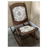 ANTIQUE VICTORIAN FOLD UP CUSHIONED ROCKER