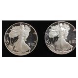 (2) 1986-S & 1987-S PROOF SILVER EAGLES