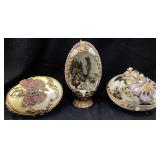 (3) HAND DECORATED EGGSHELLS, BUTTERFLY &