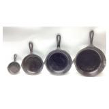 4 PC CAST IRON SKILLET LOT