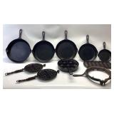 9 PC GRISWOLD CAST IRON SET