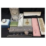 ASSORTED COSTUME & STERLING SILVER JEWELRY,