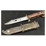 WW2 ERA FIGHTING KNIFE BAYONET w SHEATH