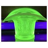 1989 FENTON VASELINE URANIUM GLASS BUTTERFLY VASE,