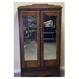 ANTIQUE MIRRORED 2 DOOR WARDROBE, CRACKED