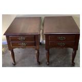 PAIR OF MAHOGANY DOUBLE DRAWER END TABLES