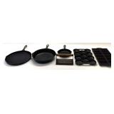 6 PC MIXED CAST IRON COOKWARE LOT
