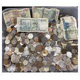 ASSORTED FOREIGN COINS & PAPER MONEY, CANADA,
