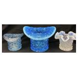 (3) 1938-39 FENTON DAISY & BUTTON TOP HAT VASE &