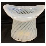 1939 FENTON FRENCH OPALESCENT SWIRL TOP HAT VASE