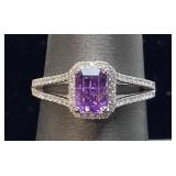 PLATINUM SAPPHIRE & DIAMOND RING, SIZE 7, RARE