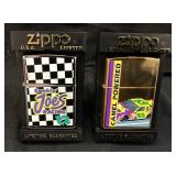(2) ZIPPO CHECKERED #23 & #23 GOLD TONE CAMEL
