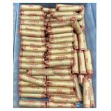 $61 FACE VALUE ASSORTED PENNIES, 122 ROLLS