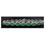 PLATINUM EMERALD & DIAMOND BRACELET, 7in L,