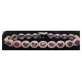 PLATINUM RUBY & DIAMOND BRACELET, 7in L, RARE