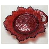 1936 FENTON RUBY LEAF DISH