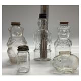5 PC VINTAGE GLASS BANKS