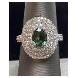PLATINUM SAPPHIRE & DIAMOND RING, SIZE 7, RARE