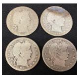(4) BARBER LIBERTY HEAD HALF DOLLARS, (2) 1895,