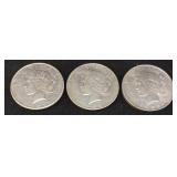 (3) 1923-P, 1923-D & 1923-S SILVER PEACE DOLLARS