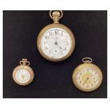 3 VINTAGE POCKET WATCHES (NEEDS SERVICING)