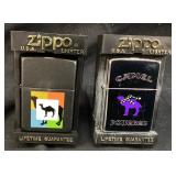 (2) ZIPPO DOUBLE CAMEL MATTE BLACK & CHROME