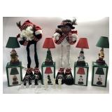 CHRISTMAS LOT, 4 LAMPS, EXTENDABLE SANTA & SNOWMAN