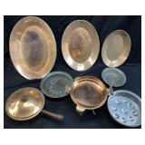 ASSORTED COPPER KITCHEN DISHES, PLATES,