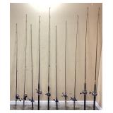 10 FISHING RODS & REELS, PENN, ABU GARCIA