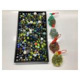 ASSORTED MARBLE LOT WITH UV REACTIVE MARBLES